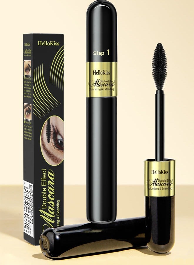 HelloKiss 2-in-1 Mascara Lash Princess False Lash Effect Mascara Extreme Black Extension & Long Lasting Volumizing Lashes Smudge Proof Long Lasting - Image 1